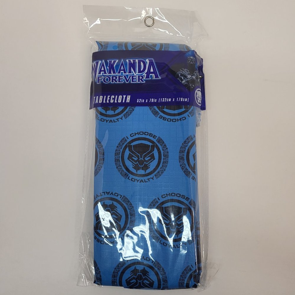 Marvel Black Panther Wakanda Forever Tablecloth 52x70in Blue Black New Party